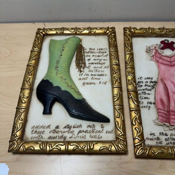 Vintage Victorian Framed Relief Porcelain Bisque Plaque Wall Decor Set (2) - Picture 9 of 11